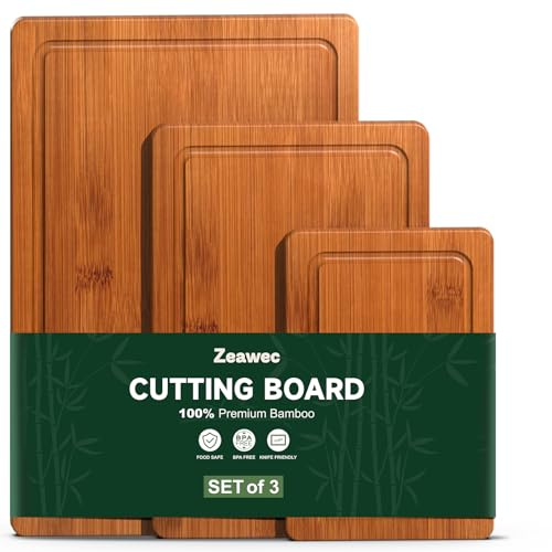 3-Piece Set Deep-Carbonized Bamboo Cutting Board for Kitchen, Carbonized