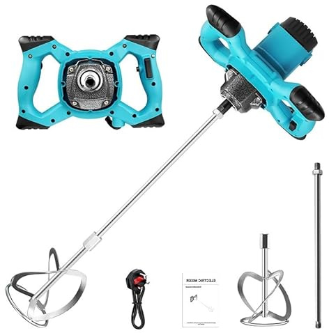 Teodute 3500W Portátil Mezcladora de Mortero, 6 Velocidades Variables, Max 1500 RPM (r/min), Hormigoneras Electricas para Mezclar Yeso Pintura Cemento Mortero etc