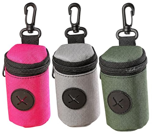 3Pcs Dog Poop Bag Holder, Poo Bag Dispenser for Dogs Lead | Pet Waste Bag Holder with Clip, Dog Poop Bags Dispenser for Pet Walking, Hiking, Camping, Travelling