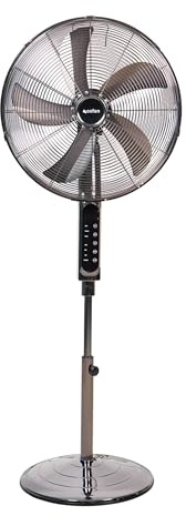 Cofan Ventilador de Pie Oscilante 70 W, Ø45 cm, 3 Velocidades, Temporizador, 5 Aspas, 3 Modos de Ventilación, Rejilla de Protección, Grande, Gris Plomo