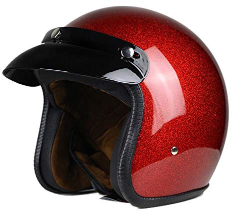 Woljay 3/4 Offener Sturzhelm, Helmet Motorrad-Helm Jet-Helm Scooter-Helm Halbhelme Motorrad Helm Flat Rot