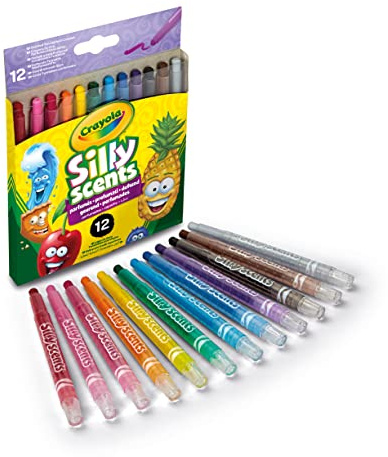 CRAYOLA Profumelli Pastelli a Cera Profumati Gira e Colora, per Scuola e Tempo Libero, Assortiti, Multicolore, 12 Unità, Colori e profumi diversi