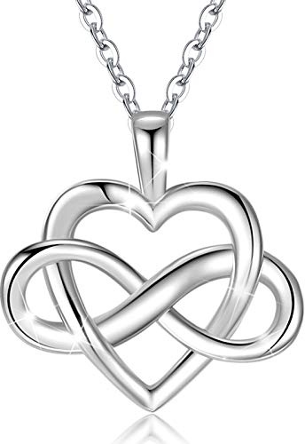 CELESTIA Unendlichkeitszeichen Kette mit Herz Kette Damen Silber Herzkette Liebes Schmuck Geschenk für Freundin Geschenke Frauen Valentinstag Muttertag Jahrestag für Sie Ich Liebe Dich