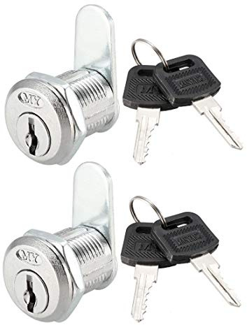 uxcell Cam Lock 13/16 Cylinder Length with No.5 Cam Screw-on Type File Cabinet Keyed Different 2Pcs