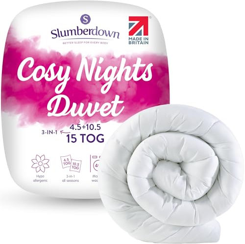 Slumberdown 3-in-1 All Seasons 13.5 Tog King Size Duvet - 4.5 + 9 Tog Combi King Quilt for All-Year Round Comfort | UK-Made, Soft Touch, Non-Allergenic, Washable (225 x 220cm)