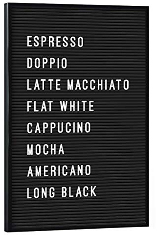 artboxONE Poster mit schwarzem Rahmen 45x30 cm Typografie Letterboard Kaffee - Bild Board Board Coffee