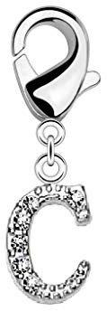 Paula & Fritz® Damen Charm-Anhänger Buchstaben Zirkonia Bead Träger-Armbänder 316L Chirurgenstahl Bettelarmband Arm-Schmuck Hals-Ketten Fuß-Kettchen