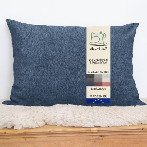 Selfitex Modisches Couchkissen XXL 60x80 cm, Sofakissen mit Füllung und Bezug, kuschelweiches Lesekissen, dekoratives Fernsehkissen, Deko- und Kopfkissen, Rückenkissen (Blau)