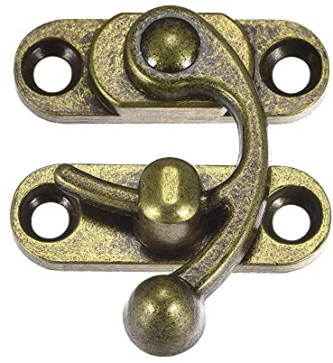sourcing map Antique Vintage Lock Clasp Right Latch Hook Hasp 45mmx39mm Swing Arm Latch Bronze Tone 2 Pcs