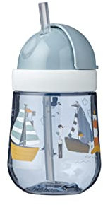 Mepal – Bicchiere con cannuccia – bicchiere antigoccia per bambini a partire dai 9 mesi – antigoccia – lavabile in lavastoviglie – Sailors Bay