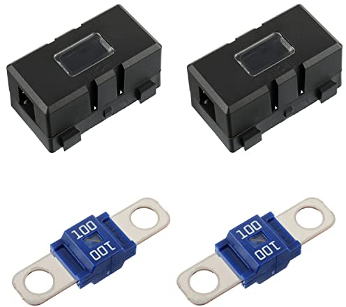 BOJACK 2 st ANS bilsäkringshållare och 2 st högströms- Bolt-On midisäkringar 100 A, för bilar, lastbilar, fordon