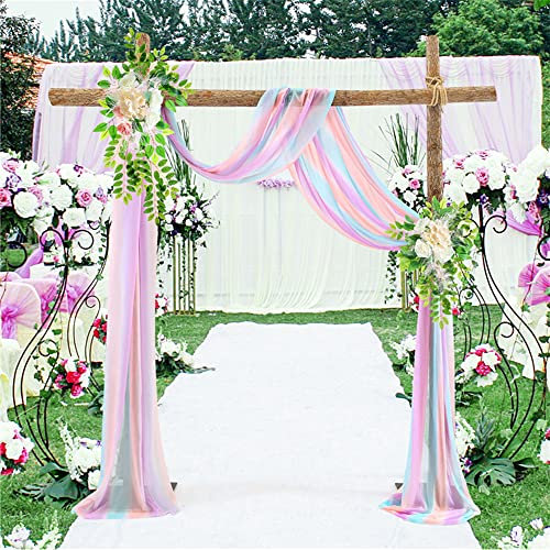 Querbehang 70*550cm, Hochzeitsbogen Vorhang Deko, Hochzeit Vorhang Chiffon Stoff, Vorhänge Hochzeit Bogen, Vorhang Organza Stoff Tüll Dekorationen Party Hintergrund Traubogen Dekostoff (Gemischt)