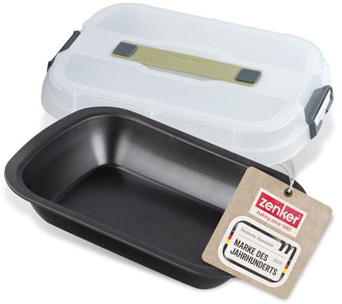 Zenker Bake, Click & Go Dessert- und Auflaufform mit Haube – 34 x 24,5 x 8 cm – Backform mit passendem Deckel für den direkten Transport – Kuchenform zum Backen & Transportieren