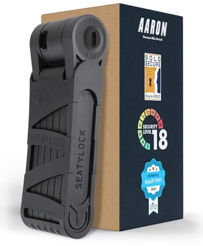 AARON Premium - Lucchetto pieghevole sicuro livello 18, serratura brevettata ad alta sicurezza con supporto, chiusura leggera per bicicletta elettrica, bici da strada, moto, MTB