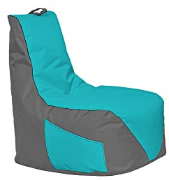 Momiralland Gaming Sitzsack - mit Lehne Sitzkissen - Beanbag - mit Reißverschluss - BodenKissen Sessel In- & Outdoor geeignet - Gaming mit PC Xbox & PlayStation (Anthrazit - Türkis, Sitzsack)