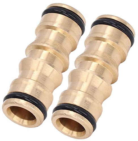 Connecteur de Tuyau en Laiton, Mâle à Mâle, 1/2 Pouce, Raccord Double pour Tuyau d'Arrosage, 2 Pièces | Lot 2 connecteurs de tuyau en laiton double mâle 1/2, connexion rapide, pour arrosage jardin