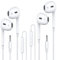 MOSWAG 2 Pack In Ear Headphones, Half in Ear Headphones with Mic Built in Volume Control Suitable for IPad, Android, MP3, Samsung S23 S22 S21 Most 3.5mm Audio Devices