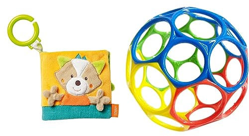 Fehn Fühlbuch Fuchs - Buggybuch aus Stoff mit Waldtier Motiven & Bright Starts, Oball Classic, flexibler und leicht zu handhabender Ball