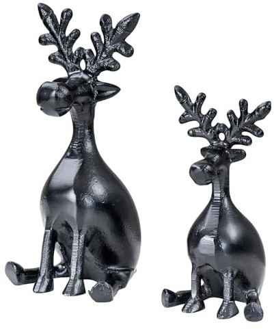 levandeo 2er Set Rentiere Metall Schwarz Hirsche Deko Tischdeko Weihnachtsdeko Figur Weihnachten Tierfigur Aufsteller