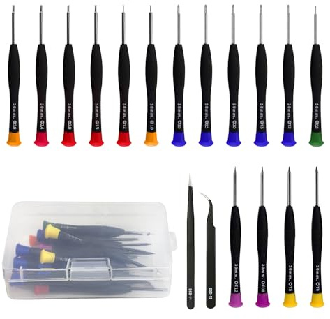 JTMKYO 18 Pcs Mini Screwdriver Set with 1 Transparent Storage Box, Multifunctional Magnetic Screwdriver Set, Various Small Screwdriver Set, Suitable for Watches, Mobile Phones and Laptops
