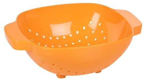 URBN-CHEF Plastic Colander Sieve Mesh Food Pasta Rice Veg Washing Strainer Kitchen Basket (Orange)