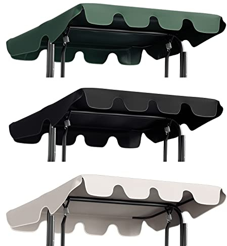 Herrselsam Hollywoodschaukel Dachbezug Wasserdicht Universal Ersatzdach Gartenschaukel 3 Sitzer UV-Schutz Ersatzdach für Hollywoodschaukel Anthrazit 210x145cm