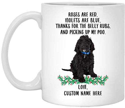Kaffeebecher Labradoodle Schwarze Rosen Sind Rot, Veilchen Sind Blau, Personalisierter Name Weiß Keramik-Tasse Premium Bürotasse Unisex Weihnachtstasse Für Familie Arbeit Freunde 330Ml