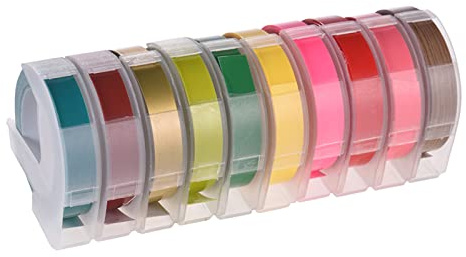 3D Plastic Embossing Label Tape Refill for DYMO 12965 1610 Label Maker with 3/8 Inch * 9.8 feet, 10 Roll (Random Color Delivery)