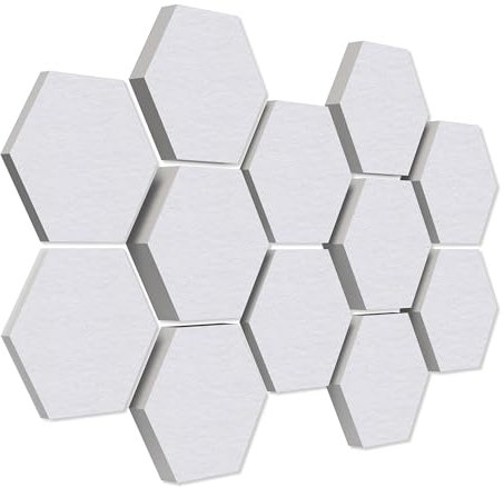platino24 Schallabsorber COLORE aus Basotec G+ I Akustikpaneele mit Akustikfilz I 3D Wand-Paneele mit 12 Waben in Weiß I Akustikplatten zur Schalldämmung in Büro, Studio & Wohnung