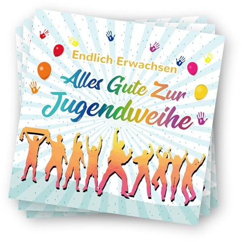 YOLOUP 40 Stück Jugendweihe Servietten Alles Gute zur Jugendweihe | Endlich Erwachsen Papierservietten 3-lagig 33 x 33 cm Napkins Tischdeko für Junge Mädchen Party