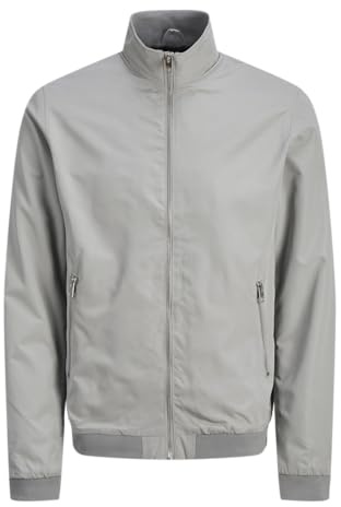 JACK & JONES Men's Bomber Jacket Long Sleeve High Neck, Grey Colour, UK Size L