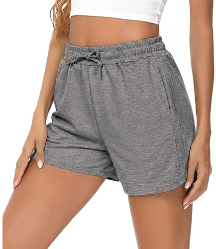 Demegimi Löparshorts dam dam sportshorts hög midja korta byxor dam löpning yoga, Mörkgrå, S