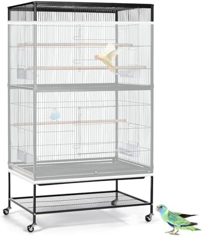 ASOCEA Bird Cage Seed Catcher Adjustable Bird Cage Cover Soft Nylon Mesh Net with Drawstring Birdcage Skirt Feather Guard for Round Square Cages (White, 118 * 31.5in/300 * 80cm)