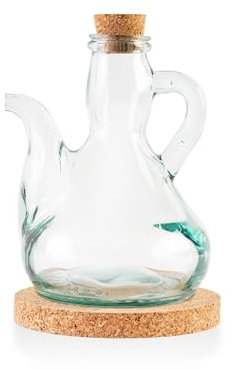 Aceitera de cocina. Antigoteo Cristal Vinagrera Vidrio Dispensador de aceite Antimanchas: Aceitera antigoteo Semiartesanal Rellenable Botella cristal aceite aceiteras para cocina (500 ML+BASE)