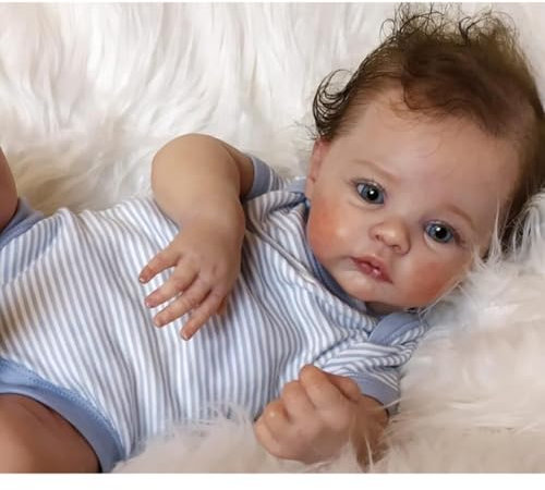 Lonian Reborn Puppen 19 Zoll handgefertigte realistische Baby-Puppen weichen Stoff Körper mit Spielzeug-Zubehör, Reborn Baby-Puppen wie EIN lebensechtes Baby (Braune Augen)