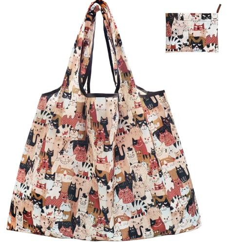 FenFang Einkaufstasche Faltbar Groß, Einkaufsbeutel Stoff Wiederverwendbare, Mehrwegtasche Faltbare Tasche Leichte Schnelltrocknend für Einkauf Reise Ausflug, 56 X 67 cm