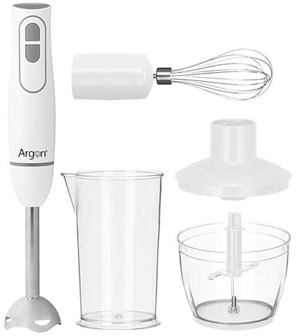 Set 4 Piezas Batidora 1000W Vaso 500 Ml Blanca con Accesorios | Jarra y Triturador 500ml | Varillas y Picadora | Potente y Multifuncional | Diseño Ergonómico y Fácil de Limpiar