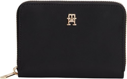 Tommy Hilfiger TH ICON MED ZA AW0AW17741 Portefeuille zippé en nylon pour femme Noir Taille unique, Noir (noir), One Size