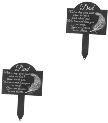 BESPORTBLE 2 Stück Souvenir Grabschmuck Friedhof Mit Erdspieß Grabschmuck Gedenkstein Gartenstecker Papa Plakette Grabhalter Außenschmuck Friedhofspfahl Verstorbenenpfahl Eisen
