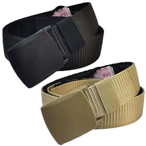 Guyode 2 Pezzi Cintura Portasoldi Nascosta per Viaggio 120 CM Cintura in Pelle con Portafoglio Interno per Uomo e Donna Cerniera Marsupi Portasoldi Antifurto Viaggio Corsa D'affari