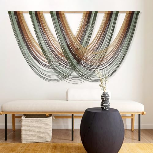 Flber Makramee-Wandbehang im Boho-Stil, Wanddeko aus Garn, Wandteppich für Schlafzimmer, Wohnzimmer, Kinderzimmer, Wohnung, 145 cm B x 79 cm L