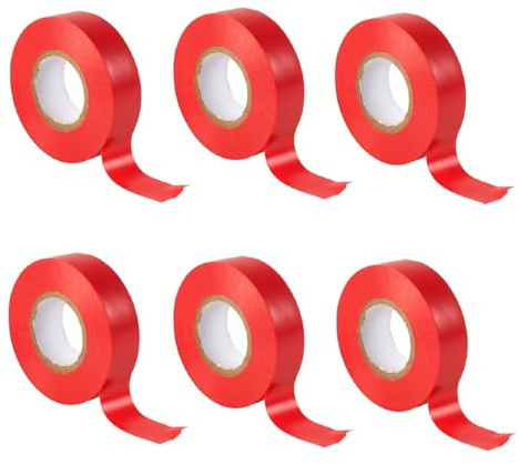 TERF® 6 Pack - Red Electrical Tape 19mm (0.75 inch) X 20m (66 Feet) Strong Self Adhesive PVC Insulation Tape for Insulating Repairing Protecting Electrical Wires and Wide Use of Sealing Tape