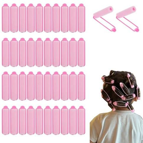 42 Stück Schwamm Lockenwickler Klein Weichschaum Lockenwickler Hair Rollers Weicher Schaum Haar Roller DIY Haarstyling Kurze Locken Damen (Rose, 42 Stück)