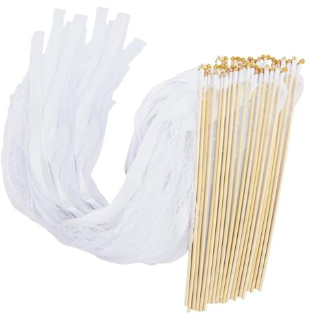 Bacchette Nastri Cerimonia - Decorazioni Con Campana Per Matrimonio Compleanno | Accessorio Festivo di Alta Quantità Per Uscita Di Coppia, Festa Giardino, Vialetto Matrimoniale, Foto