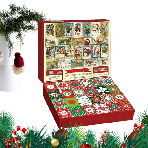 Fyrdyn 2025 Christmas Countdown Calendar - Family Puzzles Game,2025 Holiday Jigsaw Puzzles Advent Toy - for Men Women Boys Youth Teens Wife Husband Son Daughter Family Friends