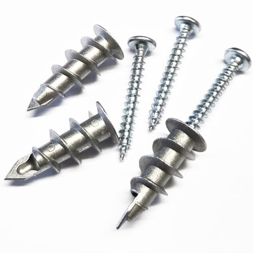 A J FASTENERS Plasterboard Fixings, Metal & Self Drilling Heavy Duty Plasterboard Wall Plug, Plasterboard Screws with Achors for Stronger Grip & Lasting Quality for Wall Hanging Stuff (10 PACK)