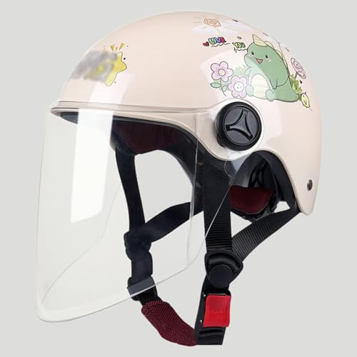 Kids Motorcycle Half Helmet, ECE 22.06 Approved Children's Motorcycle Jet Helmet with Sun Visor for 3-12 Years Old Boys and Girls, Kids Scooter Helmet F,48-54cm