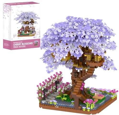 Unativer Tree House Building Blocks Set, 2200 PCS Mini Bricks Wooden Forest TreeHouse Cherry Blossom Construction Model Toys for Home Decor, Christmas Birthday Creative Gifts for Adults