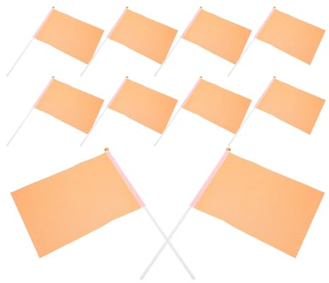 Homoyoyo Mini Banderas en Palos Naranjas 14X21 CM Palo 50 Unidades Banderitas para Fiestas Infantiles Desfiles y Decoraciones al Aire Libre Banderas de Mano para Eventos y