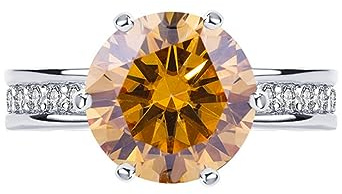 5ct Moissanite diamantringar for kvinnor D-färg VVS1 förlovningsringar grön/gul/röd vigselringar med certifikat(Yellow,8)